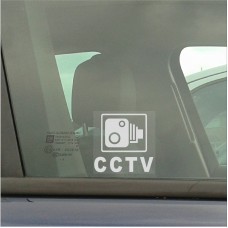  4 x 87x87mm CCTV Camera Window Security Stickers-Van,Lorry,Truck,Taxi,Bus,Mini Cab,Minicab.White onto Clear Adhesive Vinyl Signs
